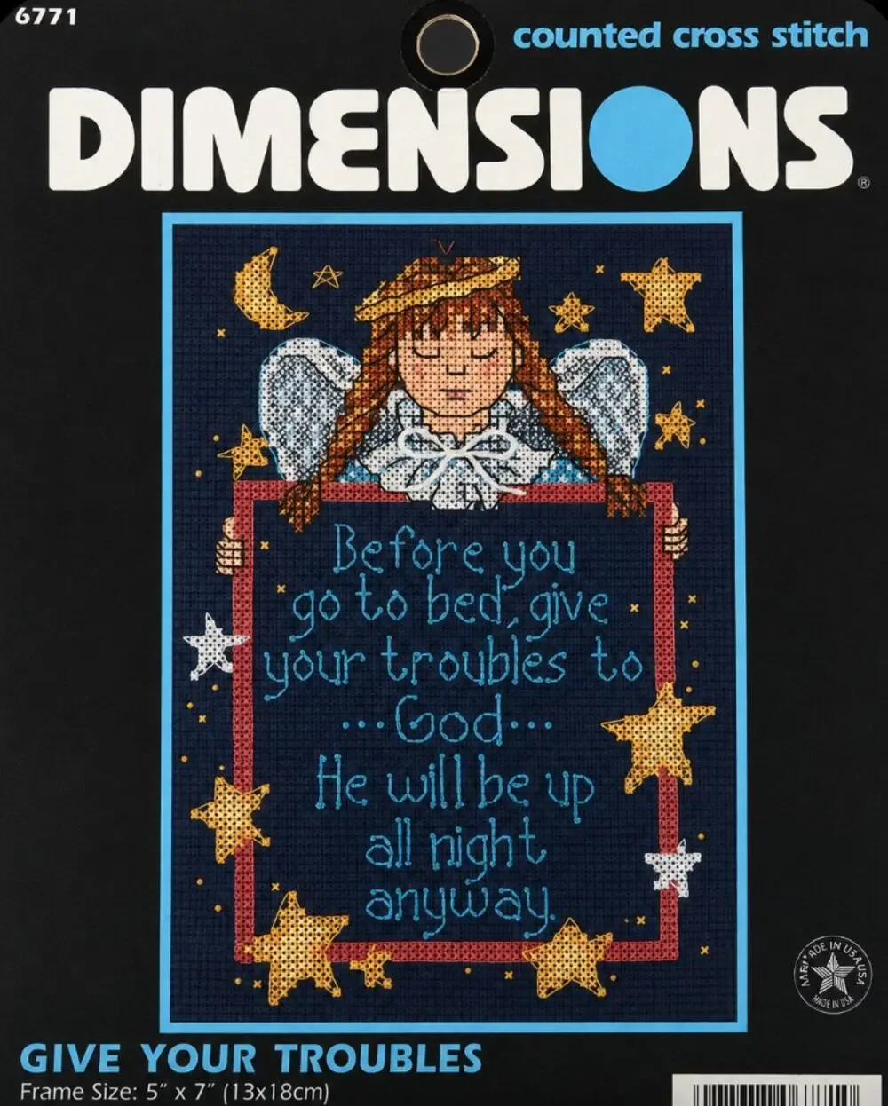 Dimensions Counted Cross Stitch Kit Give Your Troubles To God Angel New